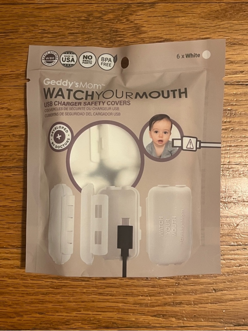 Watch Your Mouth USB Charger Safety Covers - White
